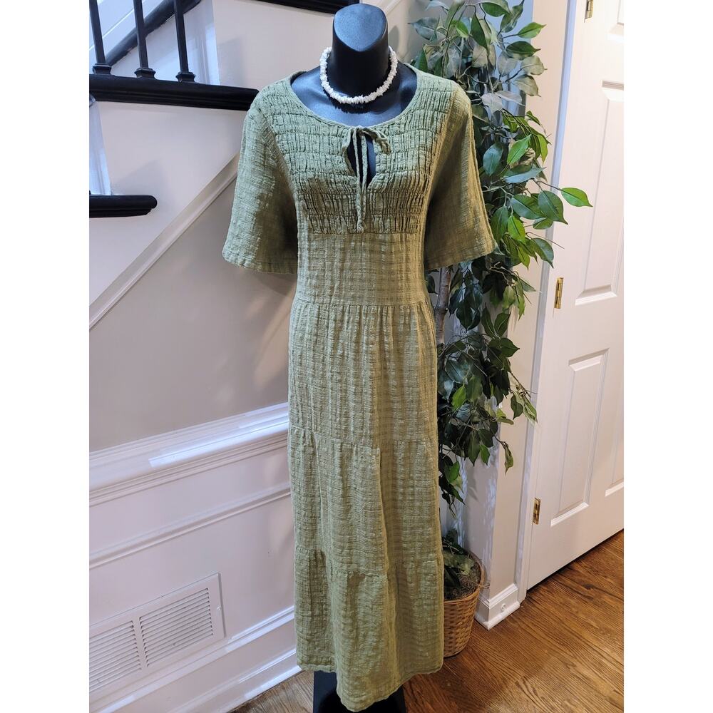 Wonderly Maxi Dress Women's Size X-Large Green Short Sleeves Drawstring